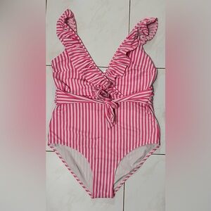Vineyard Vines hot Pink and White Striped One Piece